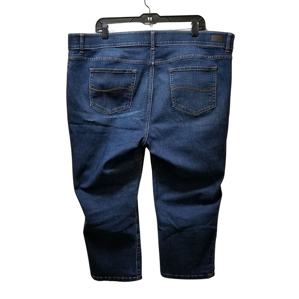 Lee Capri Jeans Women’s 20W Blue Regular Fit Mid Rise Elastic Waist Stretch - Picture 2 of 5